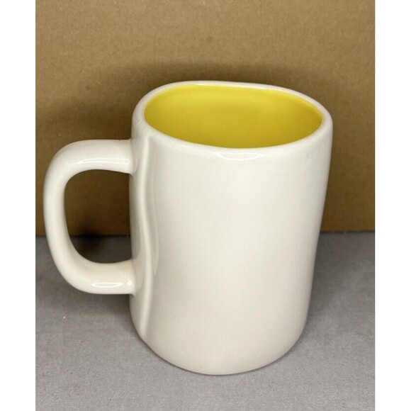 Rae Dunn Hello Spring Coffee Tea Hot Cocoa Mug White Yellow - Picture 2 of 5